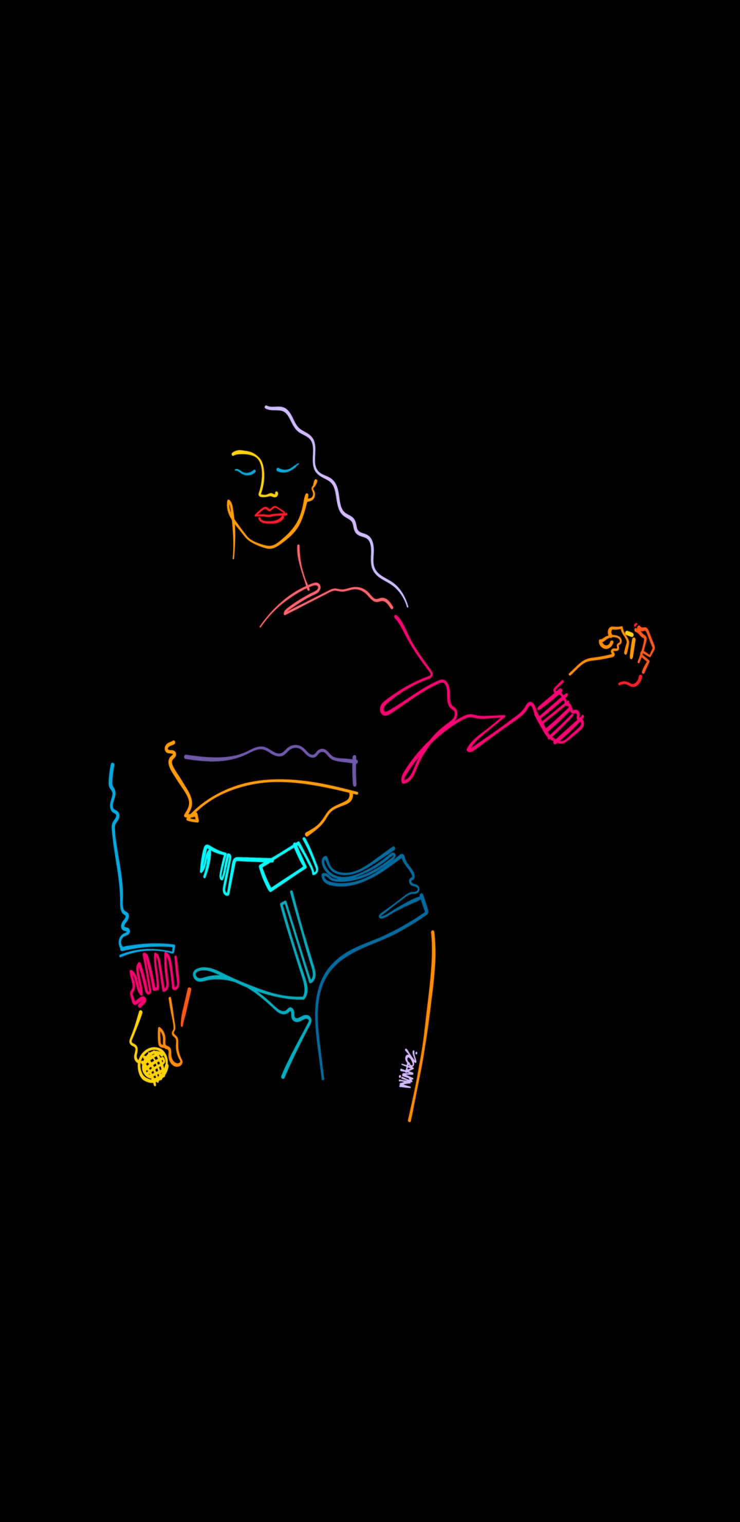 Обои неоновая вывеска, визуальное искусство, графический дизайн, рисование, рукав в разрешении 1440x2960