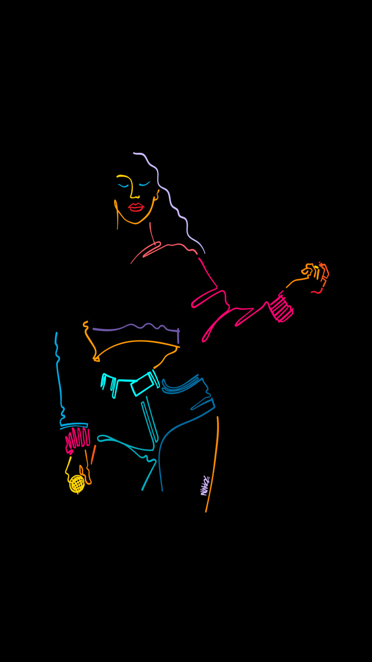 Обои неоновая вывеска, визуальное искусство, графический дизайн, рисование, рукав в разрешении 750x1334