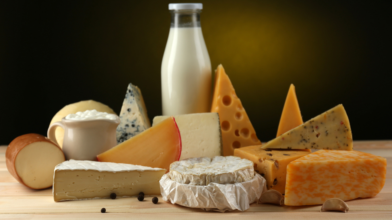 Обои молоко, маслодельня, сыр, пища, плавленный сыр в разрешении 1366x768