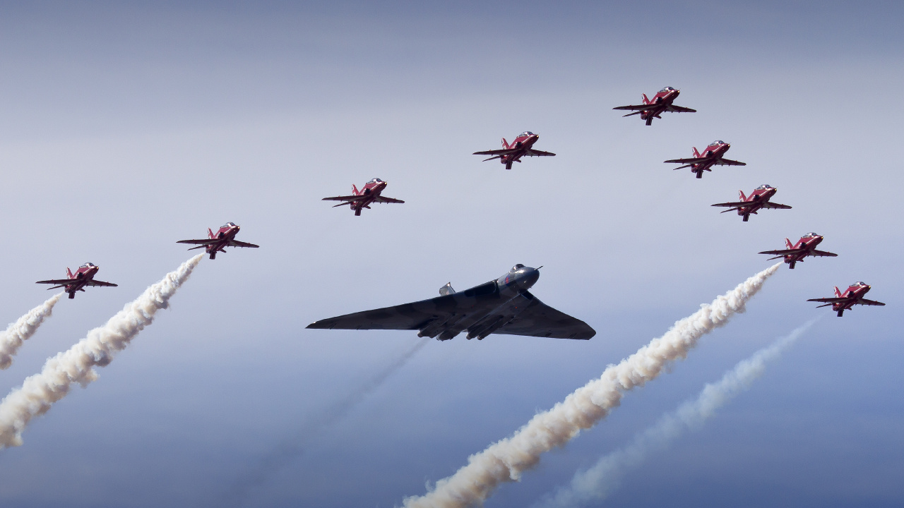 Обои Авро Вулкан, самолет, авиасалон, самолеты, воздушные силы в разрешении 1280x720