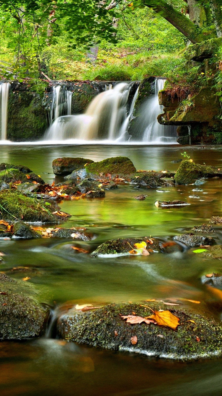 Обои водоем, водопад, природа, гидроресурсы, вода в разрешении 750x1334