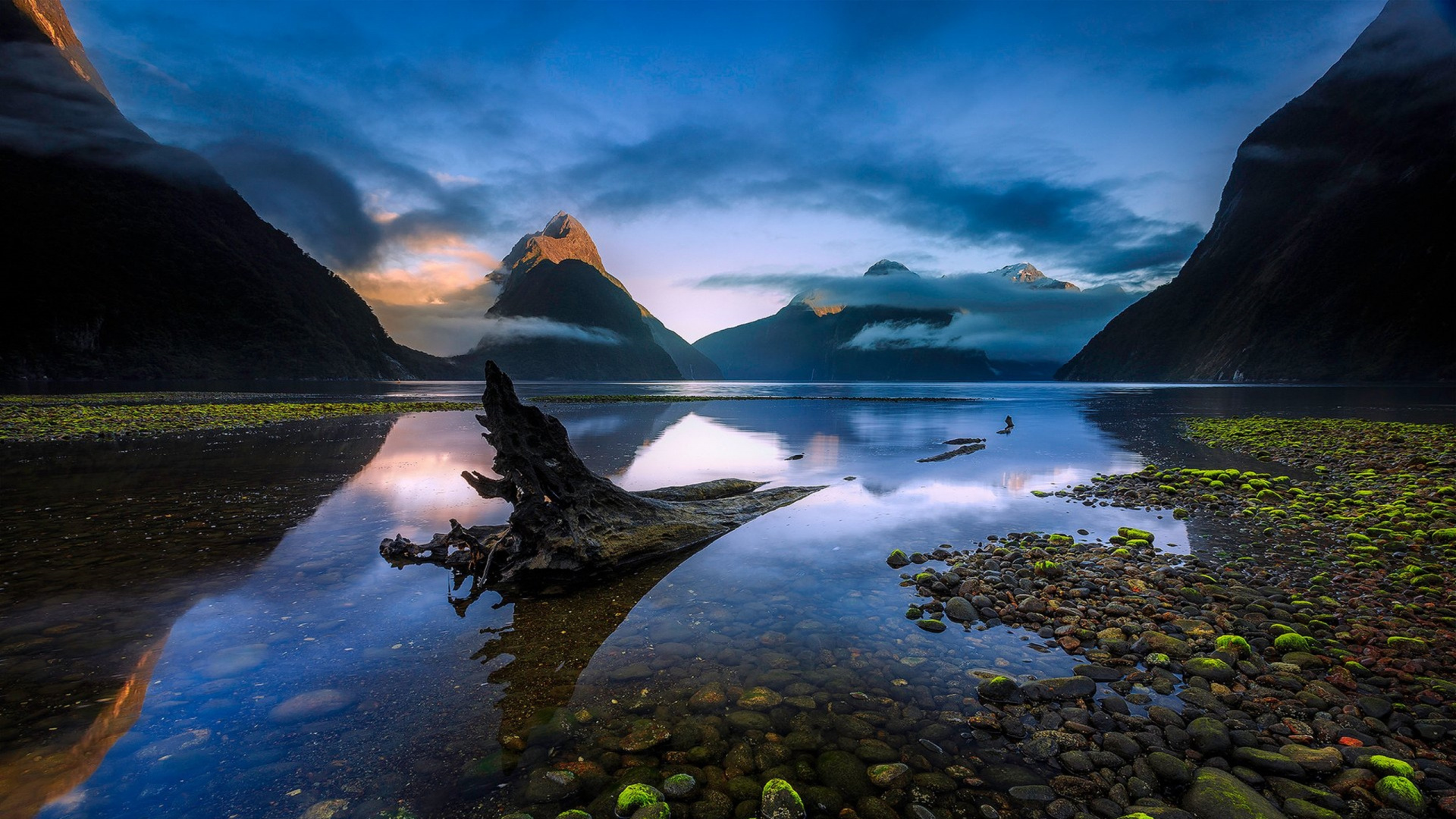 Обои милфорд саунд, Озеро Ванака, фьорд, природа, отражение в разрешении 1920x1080