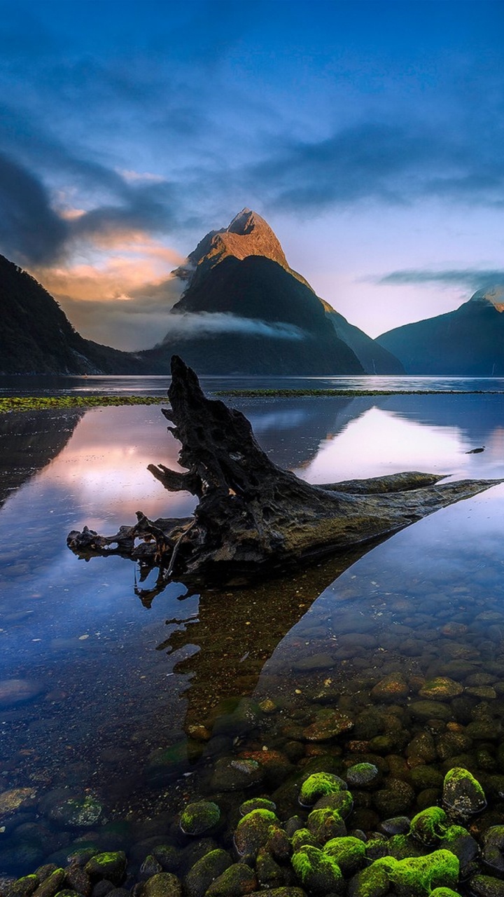 Обои милфорд саунд, Озеро Ванака, фьорд, природа, отражение в разрешении 720x1280