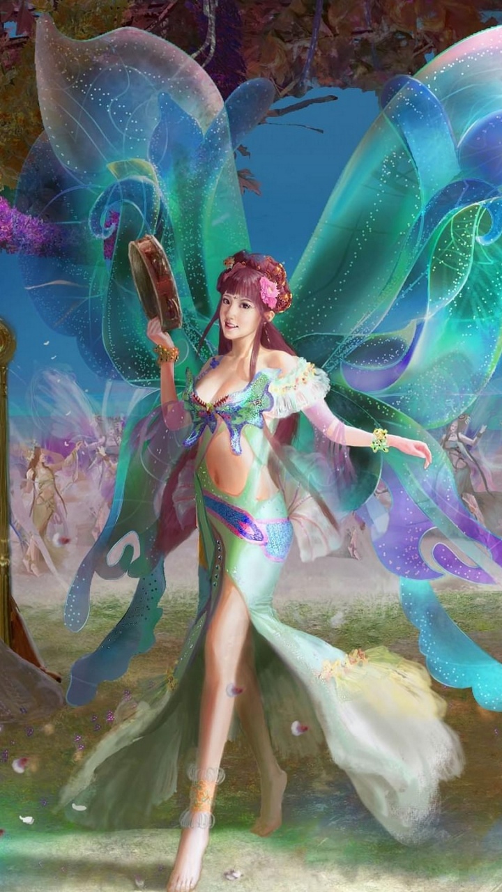 Обои фея, Танцующие Феи, мифическое существо, арт, живопись в разрешении 720x1280