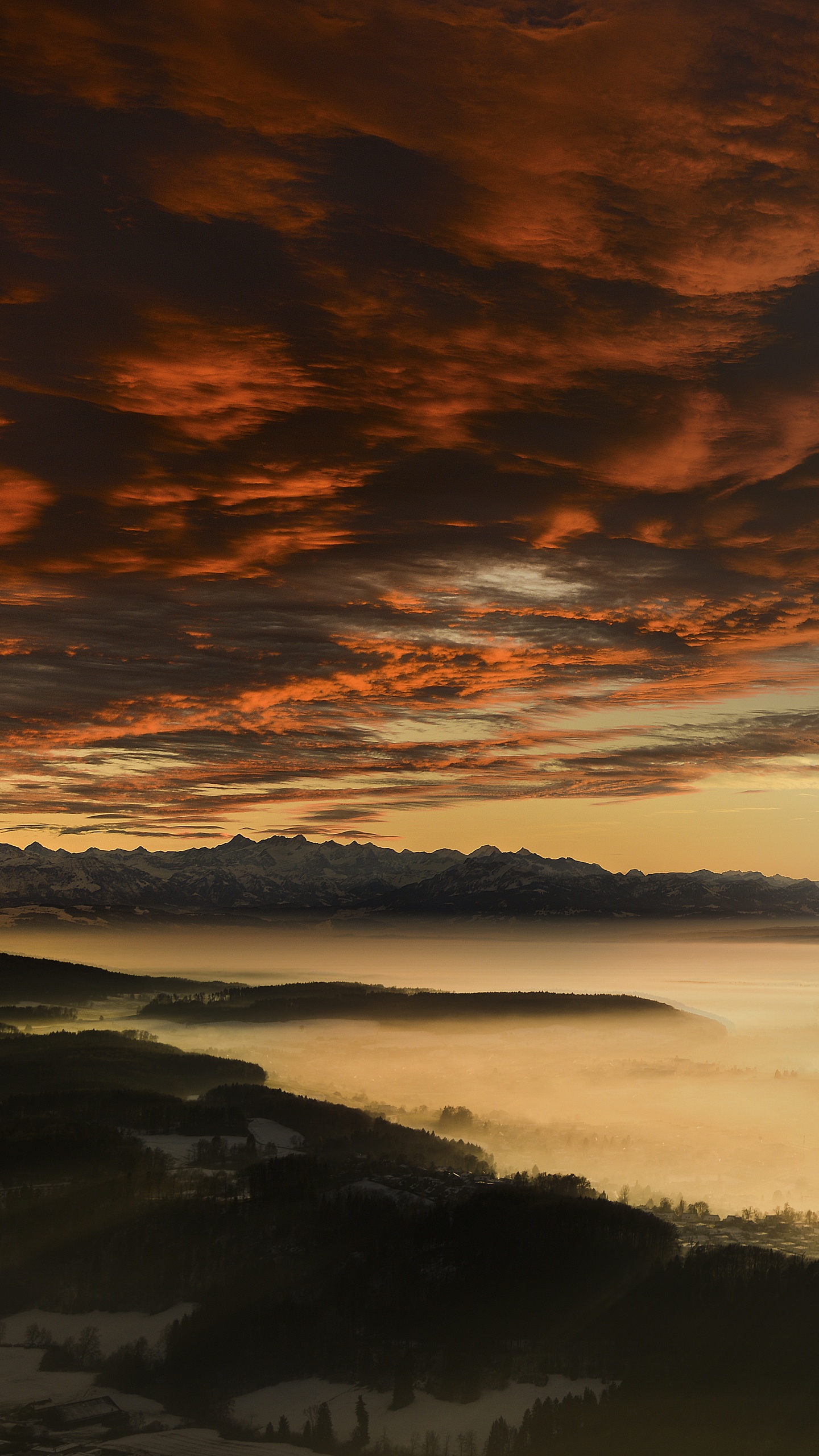 Обои закат, природа, облако, горизонт, восход солнца в разрешении 1440x2560