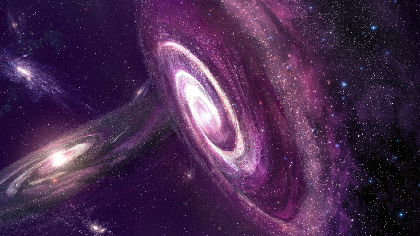 Обои Галактика, планета, космическое пространство, пурпур, Фиолетовый в разрешении 1366x768