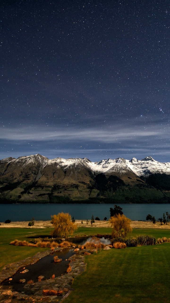 Обои природа, природный ландшафт, свет, ночь, гора в разрешении 720x1280