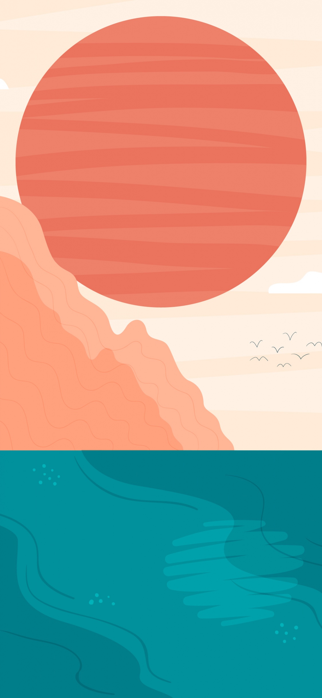 Обои арт, графический дизайн, Оранжевый цвет, полутона и оттенки, пурпурный цвет в разрешении 1125x2436