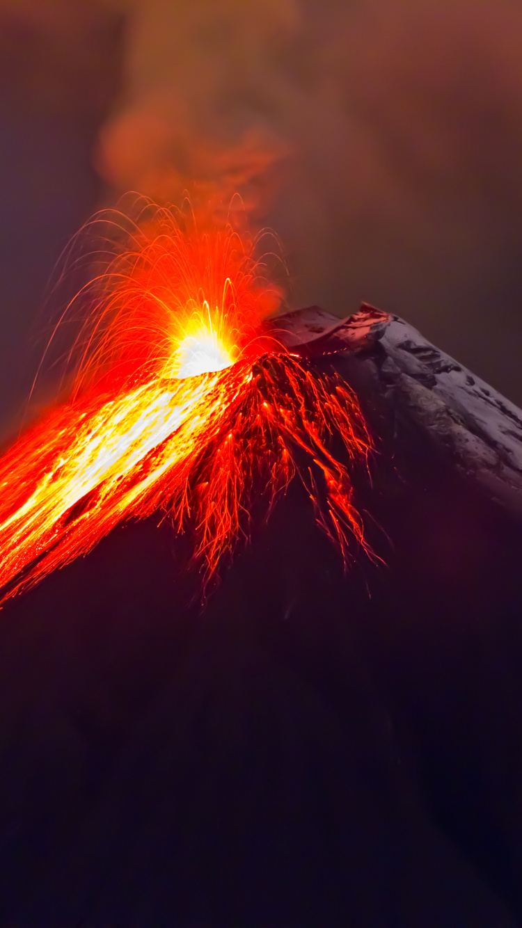 Обои Тунгурауа, вулкан, лава, стратовулкан, типы вулканических извержений в разрешении 750x1334