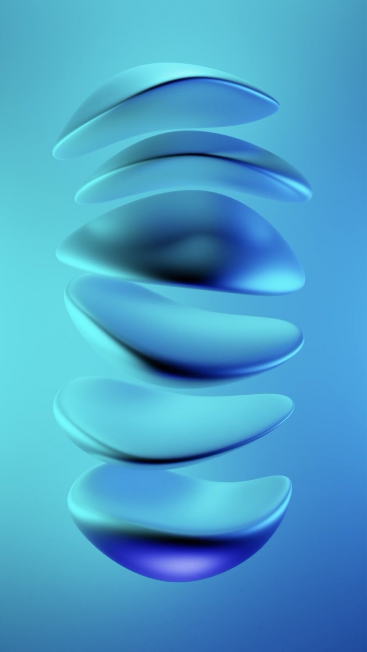 Обои яблоко, графика, 3d визуализация, вода, синий в разрешении 720x1280