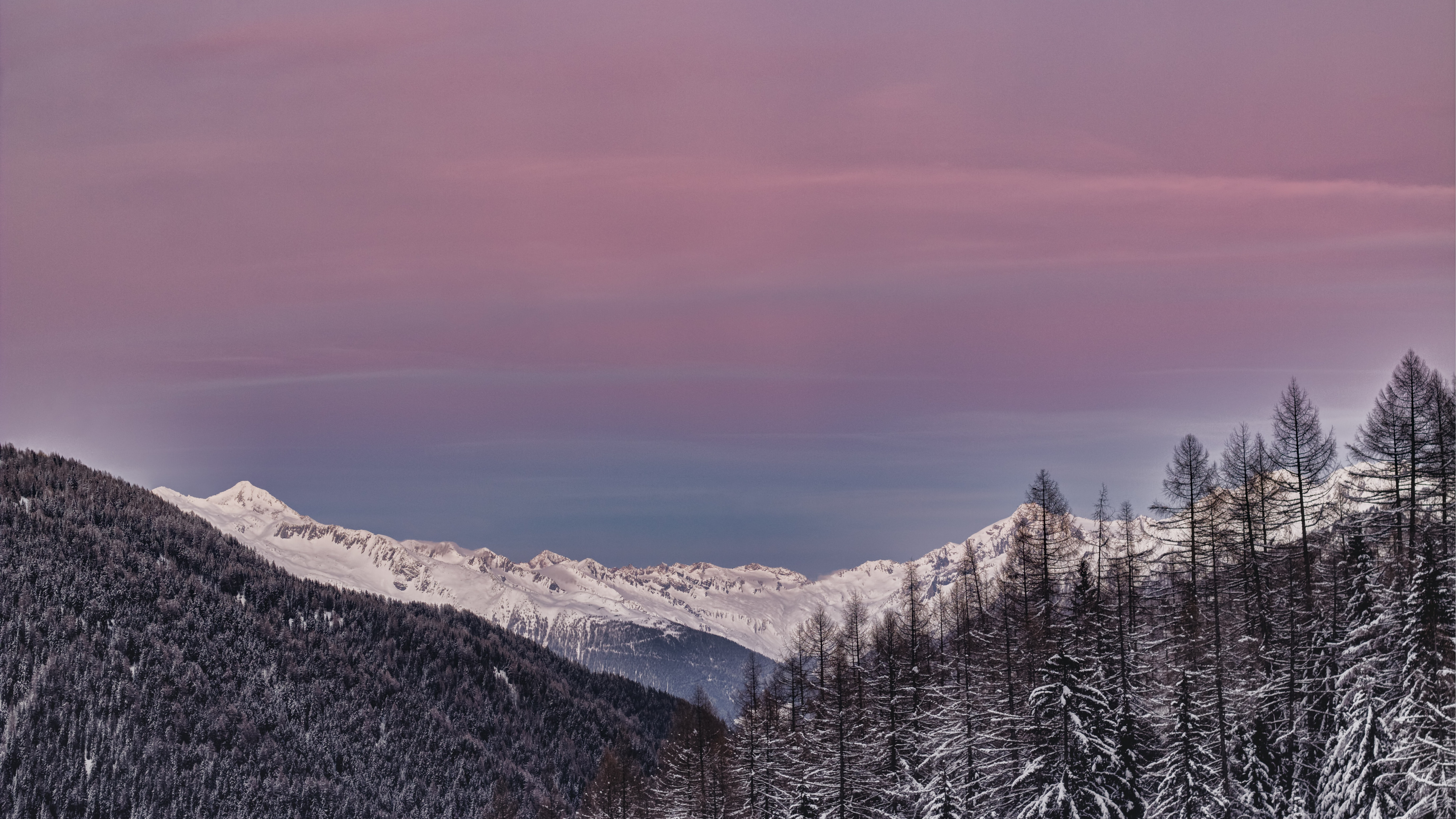 Обои горный рельеф, гора, природа, снег, зима в разрешении 3840x2160