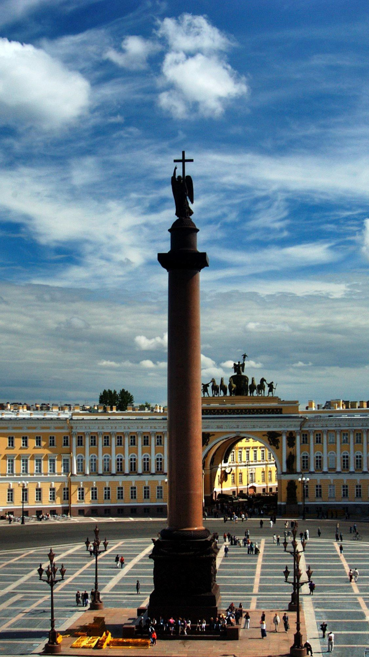 Обои Дворцовая площадь, зимний дворец, ориентир, город, облако в разрешении 750x1334
