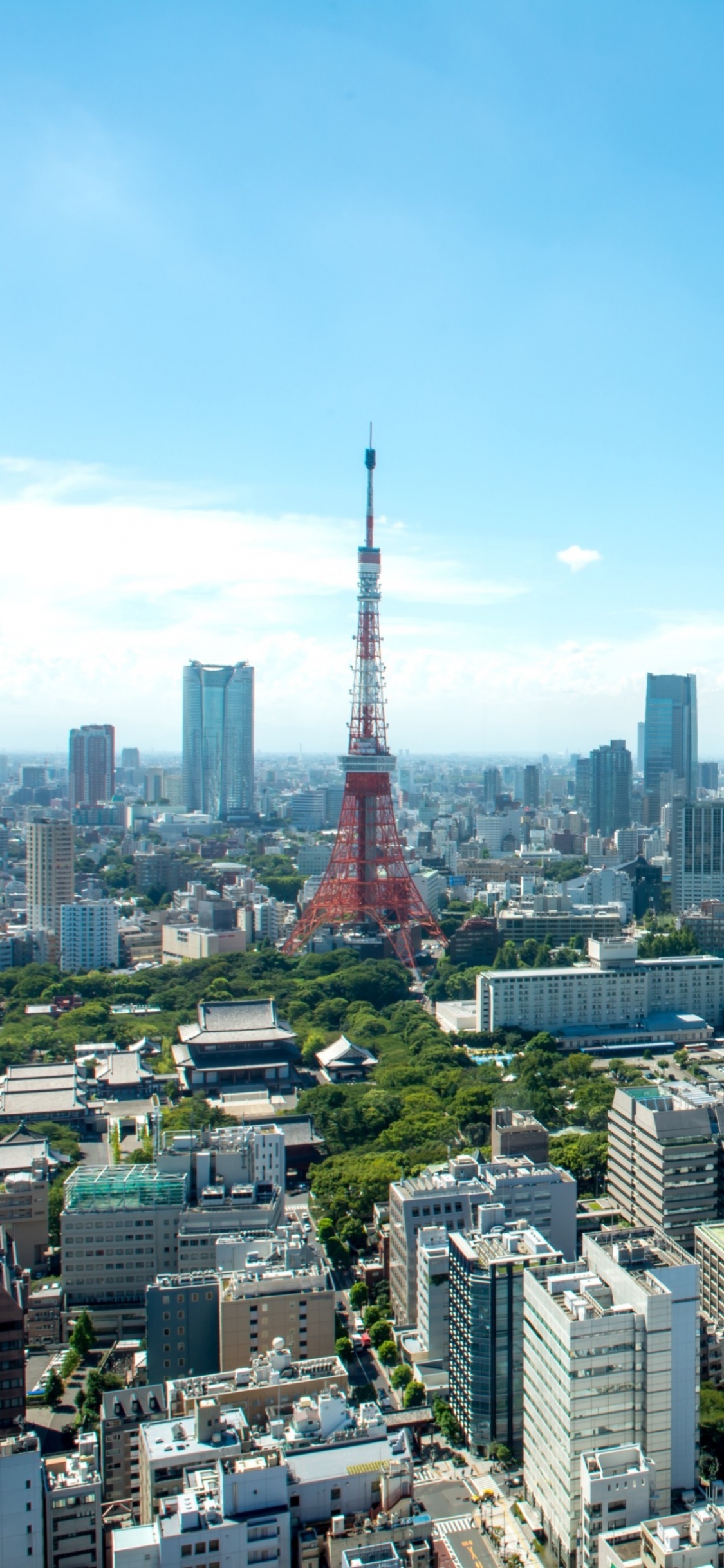 Обои токийская башня, городской пейзаж, город, городской район, метрополия в разрешении 1125x2436