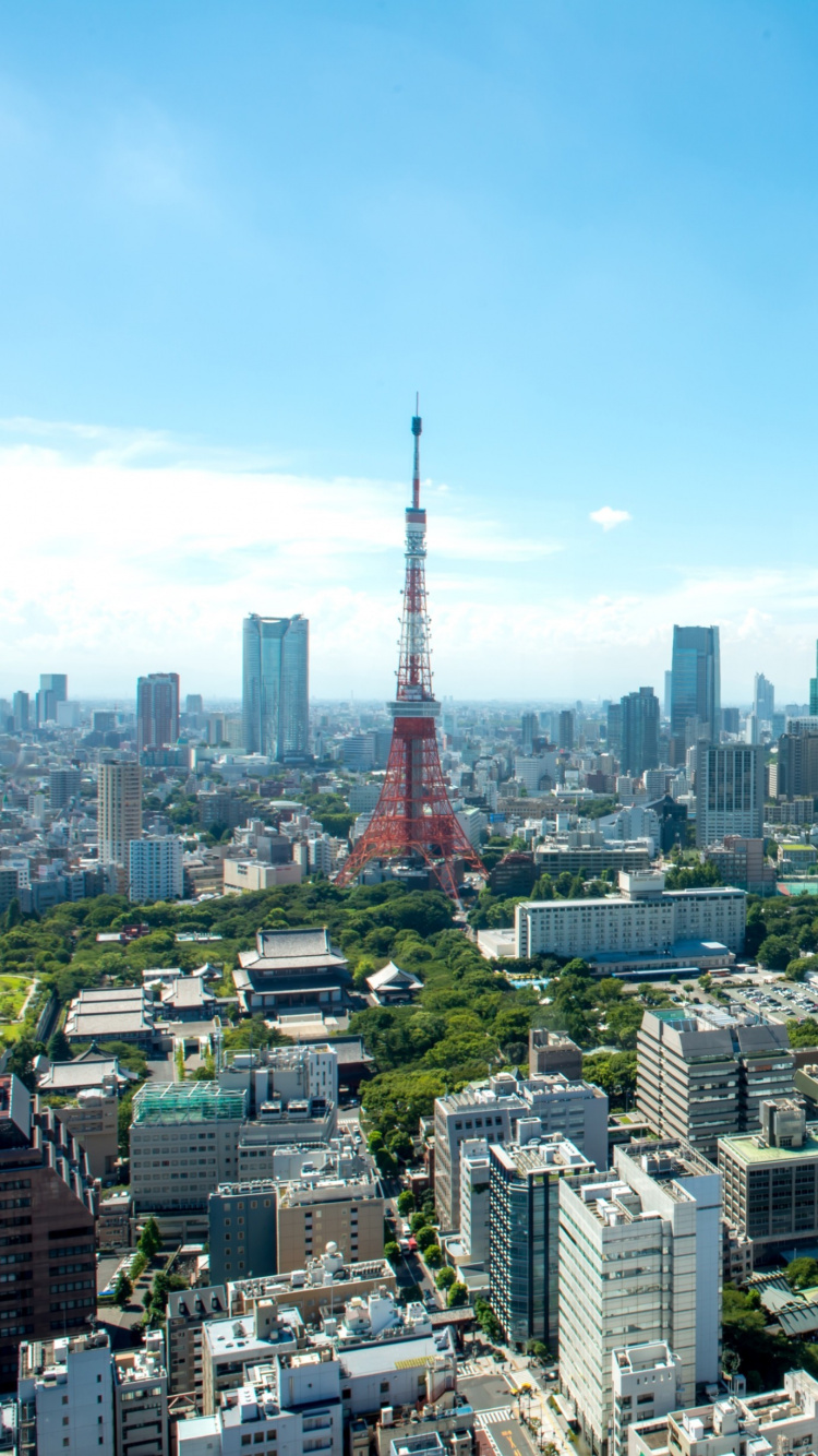 Обои токийская башня, городской пейзаж, город, городской район, метрополия в разрешении 750x1334