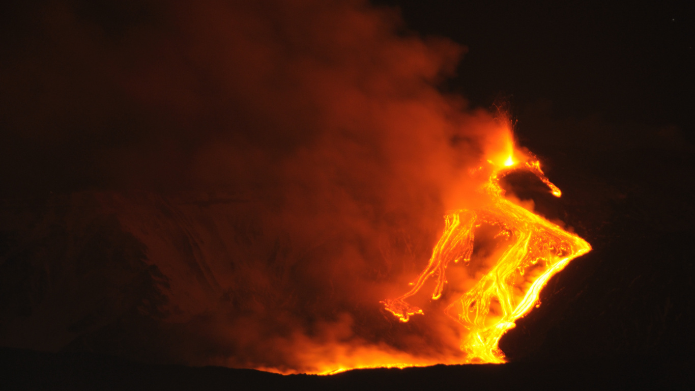 Обои вулкан, геология, костер, тепло, гора в разрешении 1366x768