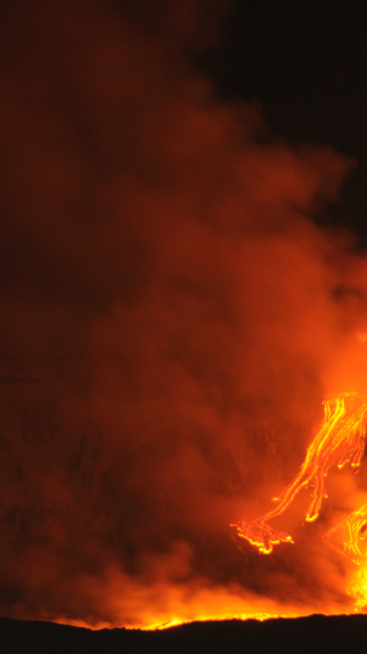 Обои вулкан, геология, костер, тепло, гора в разрешении 750x1334
