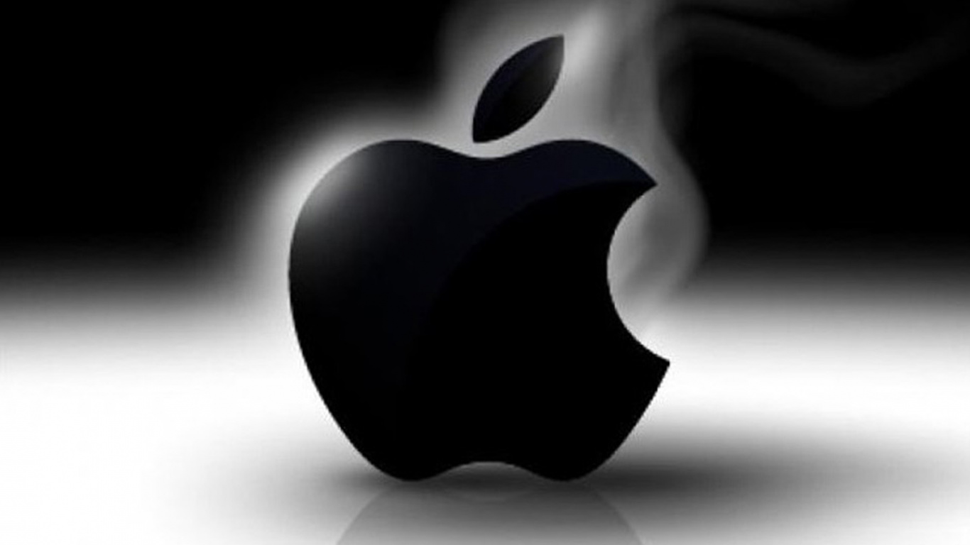 Обои apple, черный, темнота, графика, лого в разрешении 1366x768