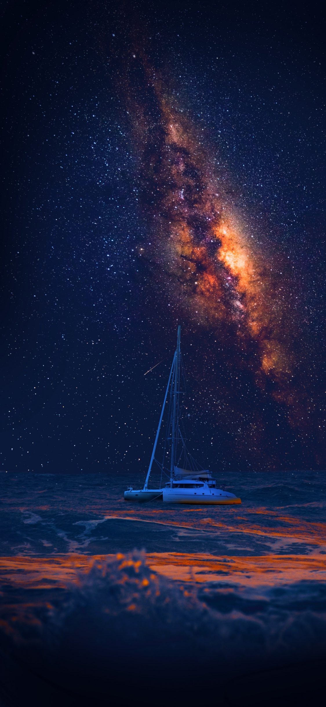 Обои парусная шлюпка, яхта, корабль, лодка, атмосфера в разрешении 1125x2436