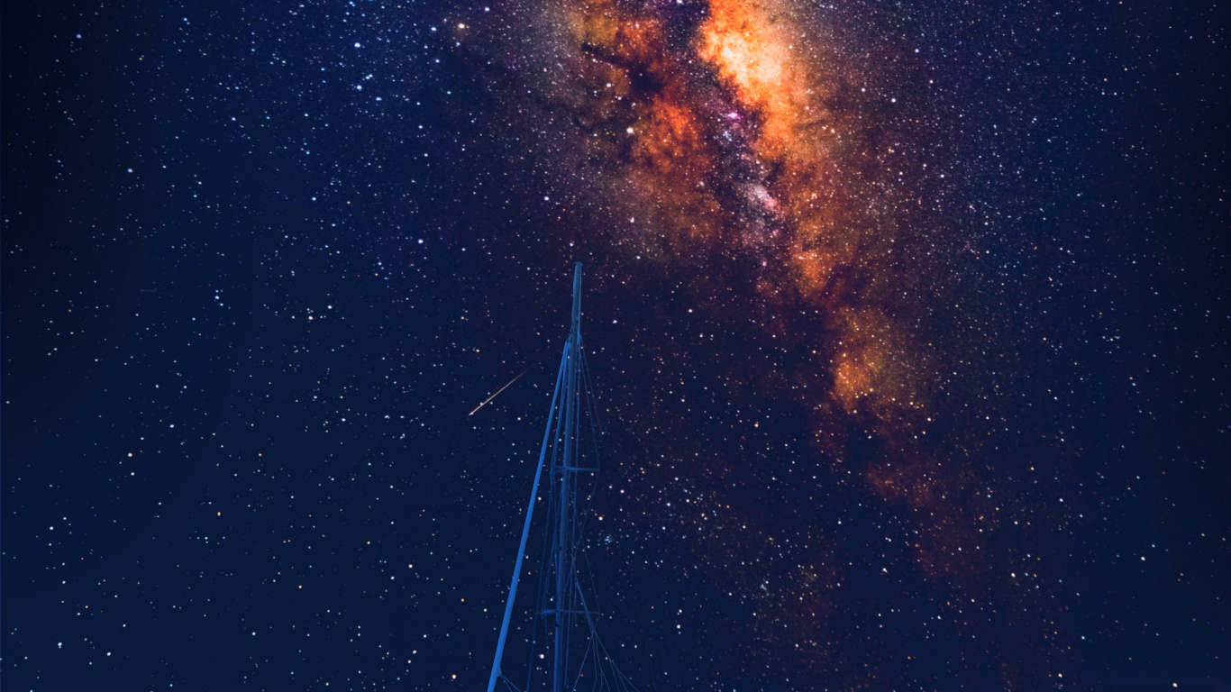 Обои парусная шлюпка, яхта, корабль, лодка, атмосфера в разрешении 1366x768