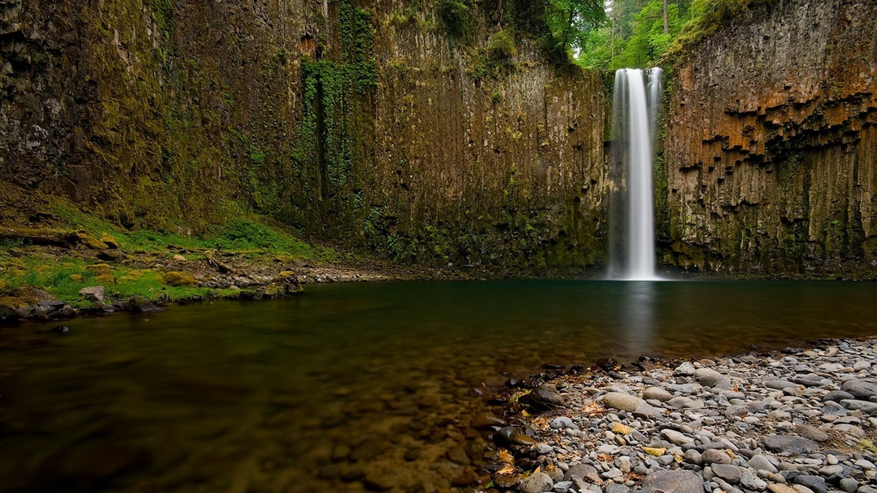 Обои Abiqua Крик, водопад, водоем, природа, гидроресурсы в разрешении 1280x720