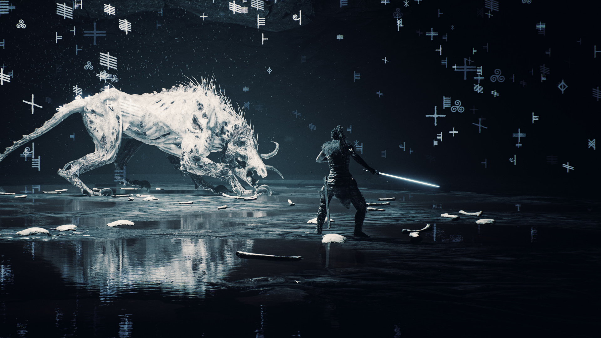 Обои вода, иллюстрация, темнота, арт, Представление в разрешении 1920x1080