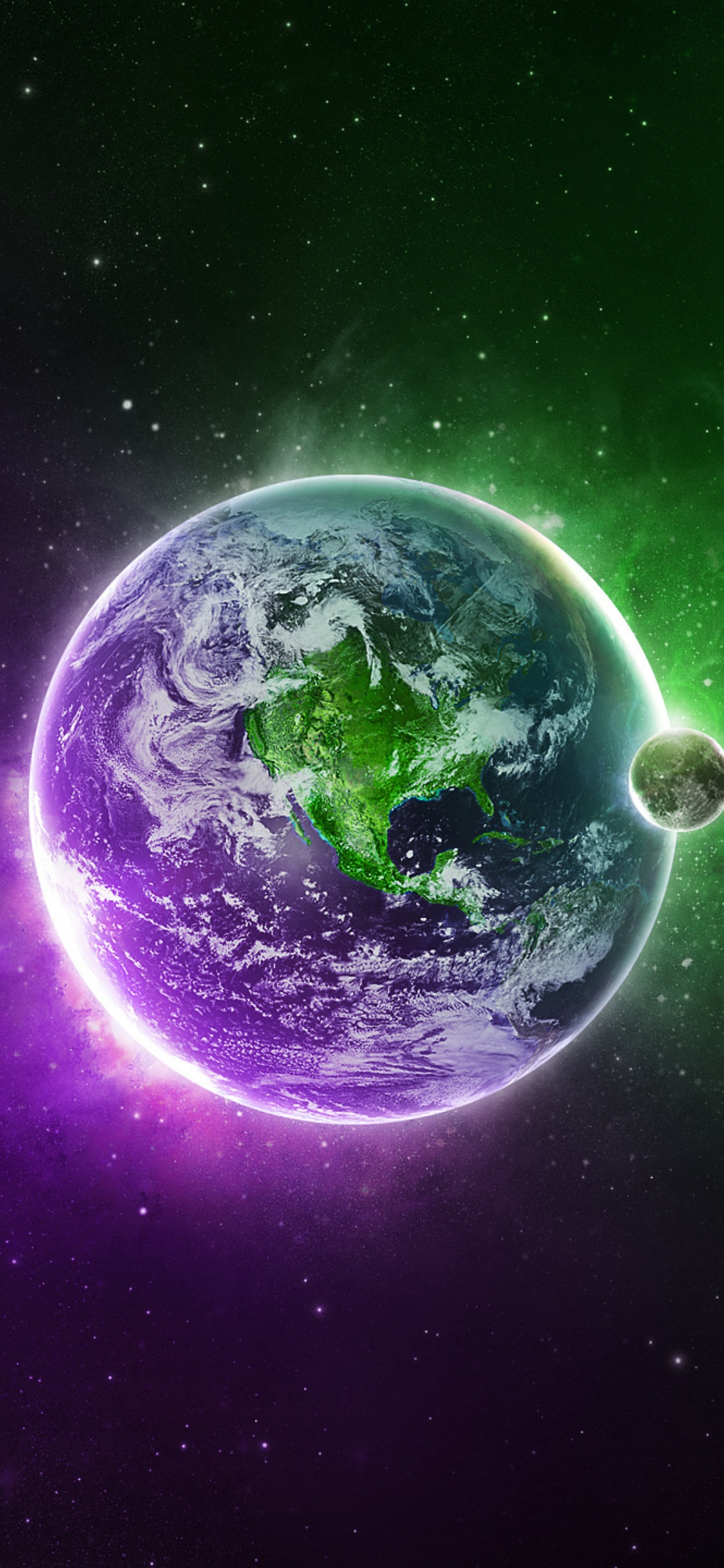 Обои зеленый, земля, цвет, пурпур, синий в разрешении 1125x2436