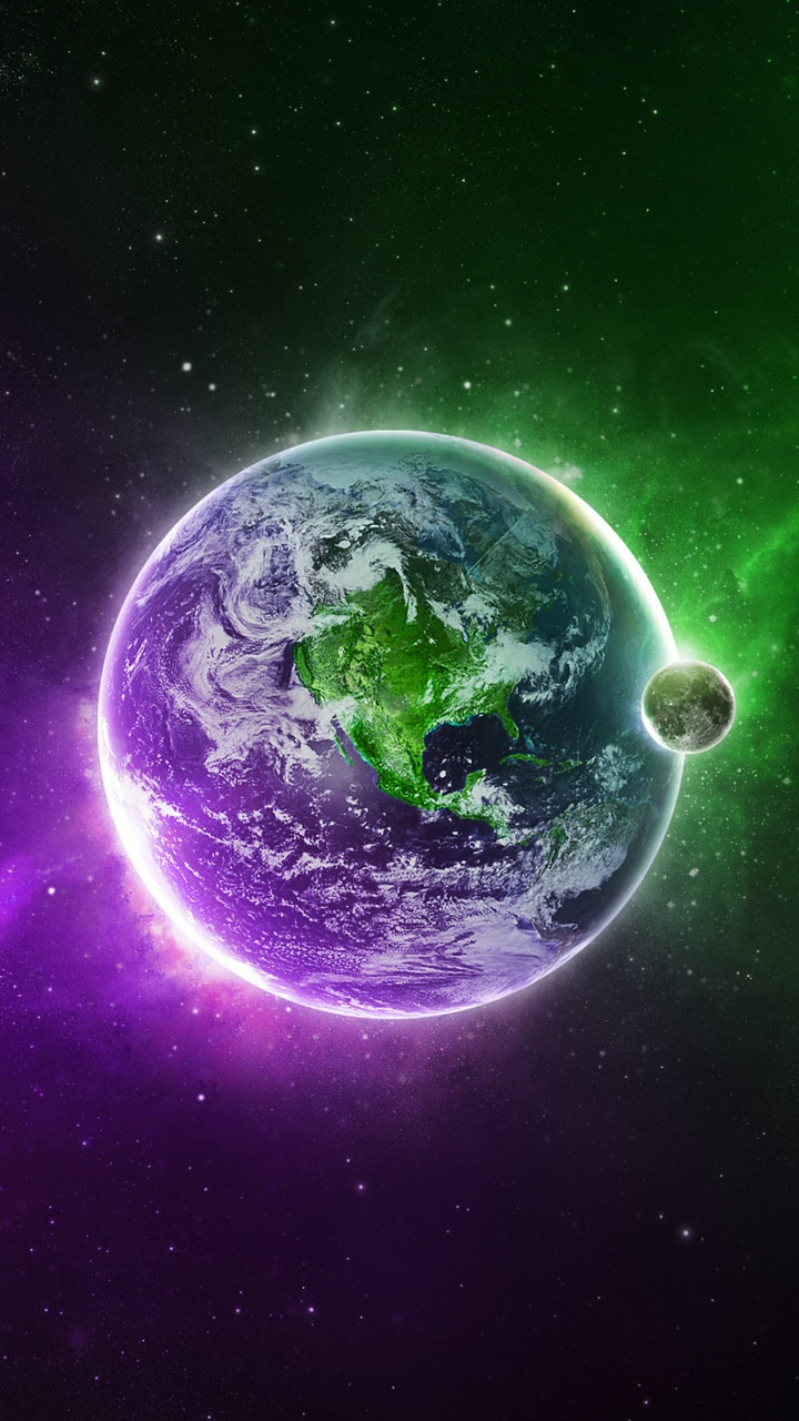 Обои зеленый, земля, цвет, пурпур, синий в разрешении 720x1280