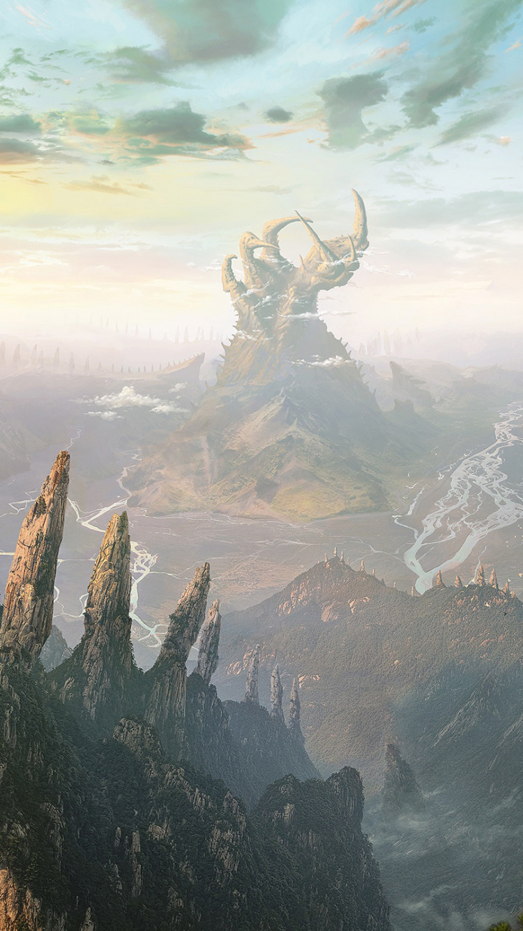 Обои цифровое искусство, живопись, арт, иллюстрация, пейзажная живопись в разрешении 750x1334