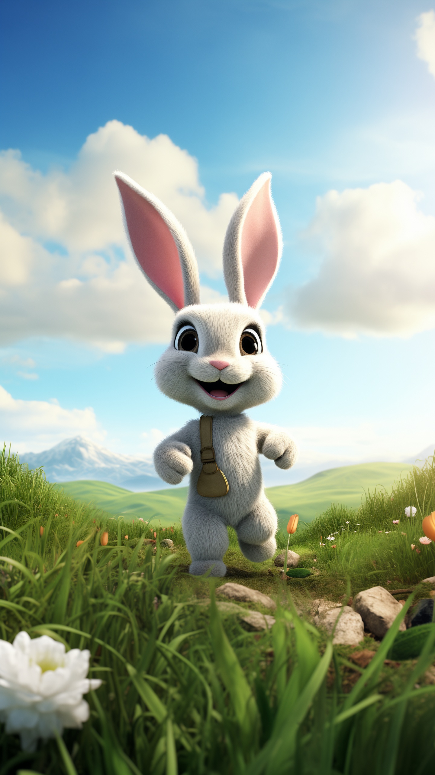 Обои спорткар, легковые автомобили, облако, растение, кролик в разрешении 1440x2560