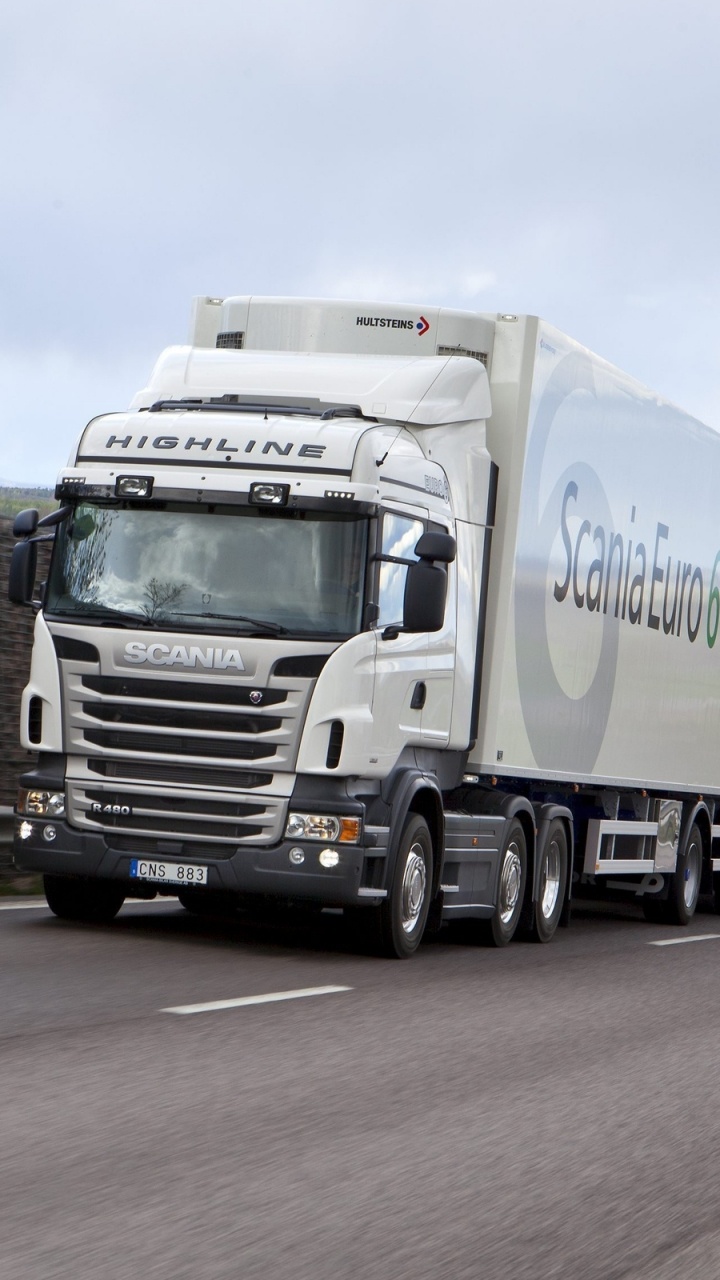 Обои грузовик, Скания АБ, авто, транспорт, трейлер тележки в разрешении 720x1280