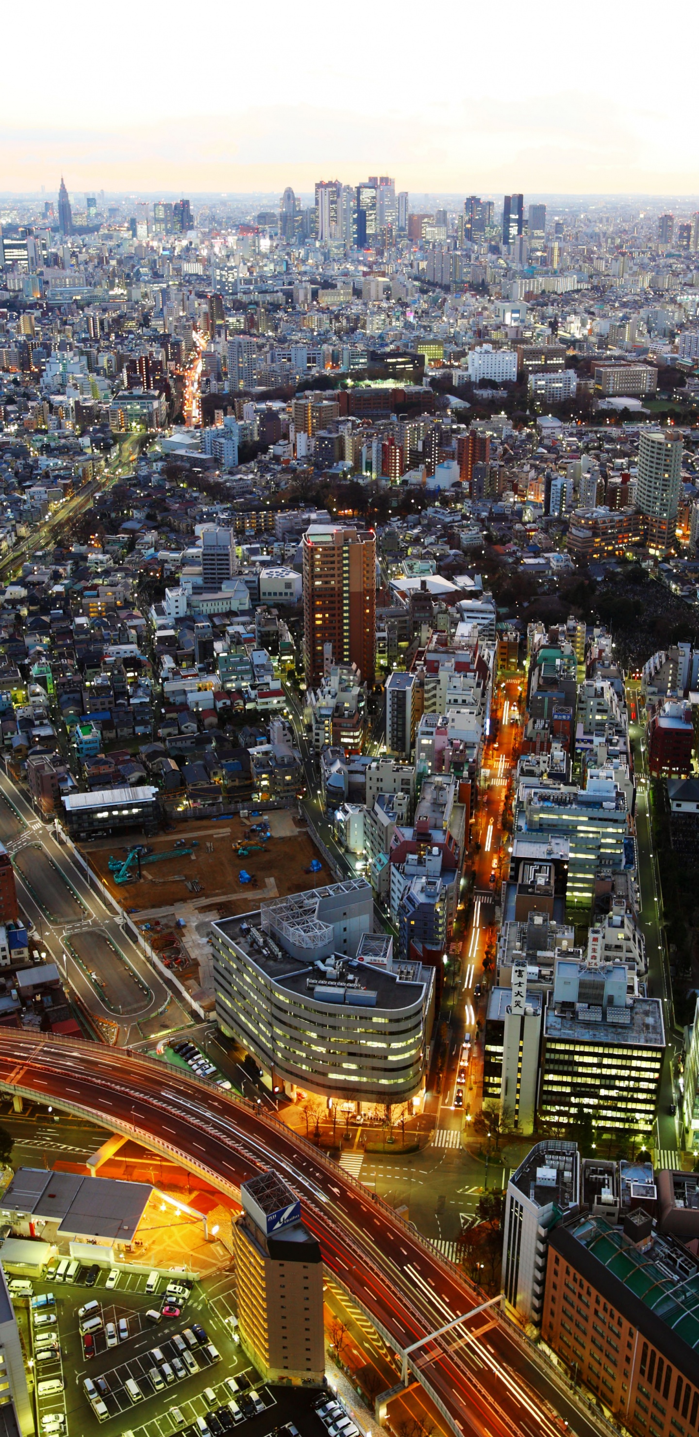 Обои Солнечный Город Токио, Токио, панорама, городской пейзаж, город в разрешении 1440x2960