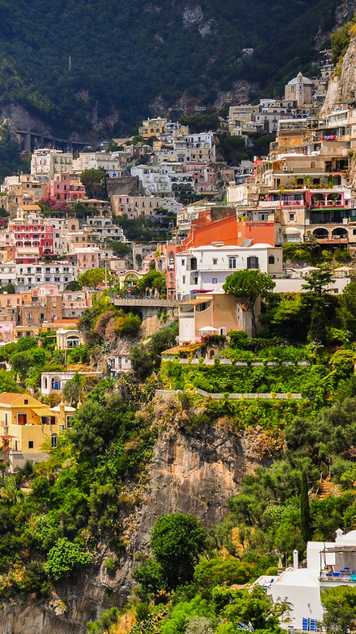 Обои Позитано, Сорренто, побережье, городок, море в разрешении 720x1280