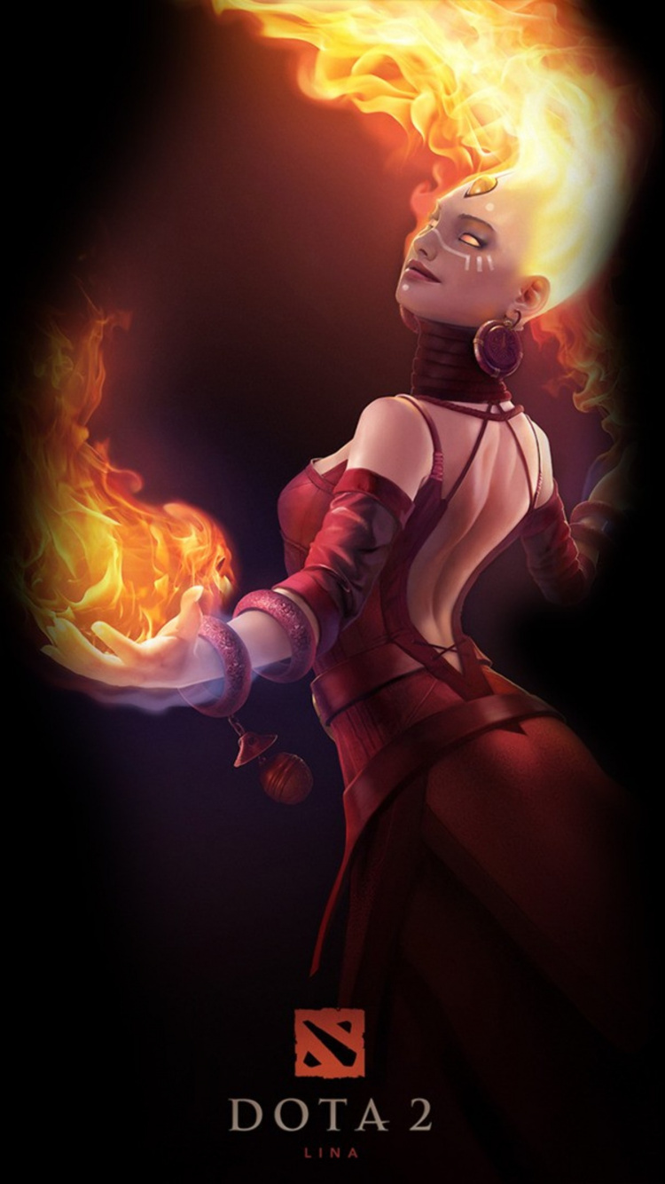 Обои дота 2, оборона древних, Корпорация valve, пламя, темнота в разрешении 750x1334