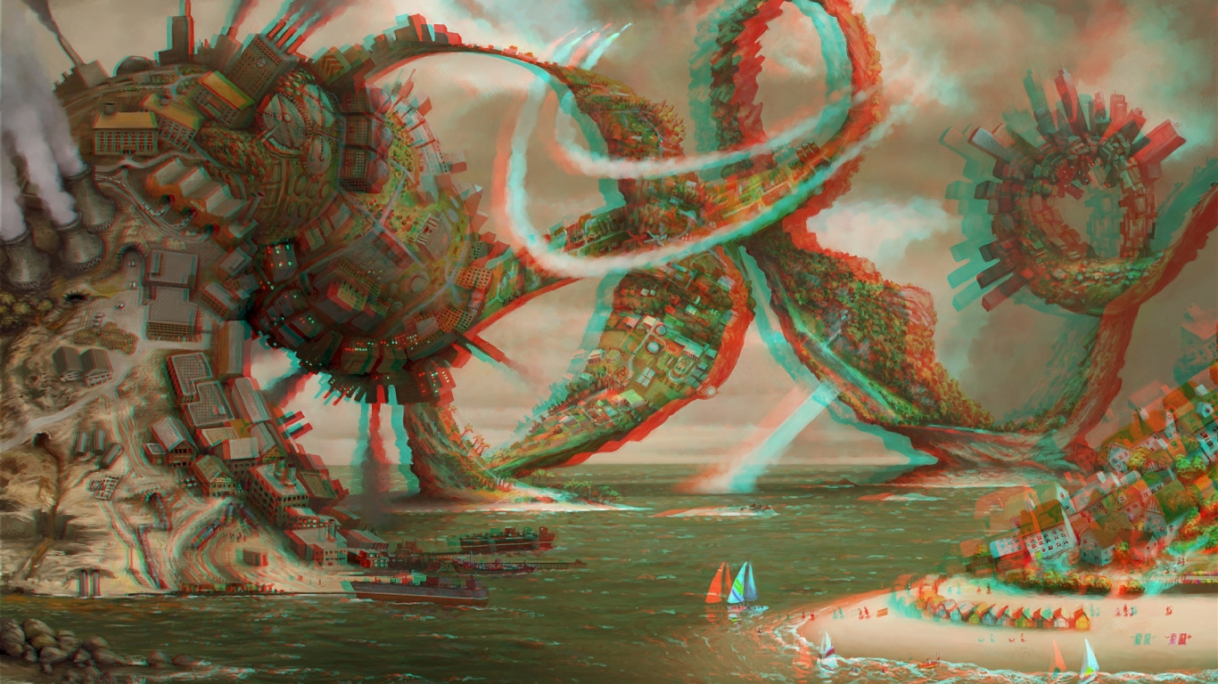 Обои сюрреализм, цифровое искусство, дракон, мифология, концепт арт в разрешении 1366x768