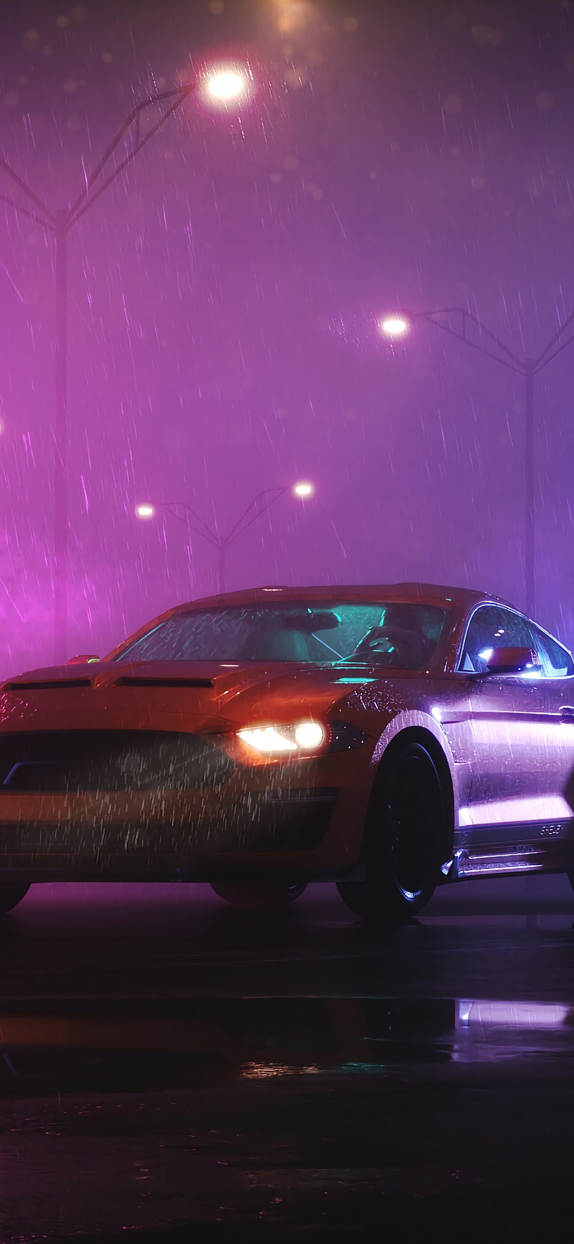 Обои спорткар, компактный автомобиль, ночь, городской автомобиль, дрифтинг в разрешении 1125x2436