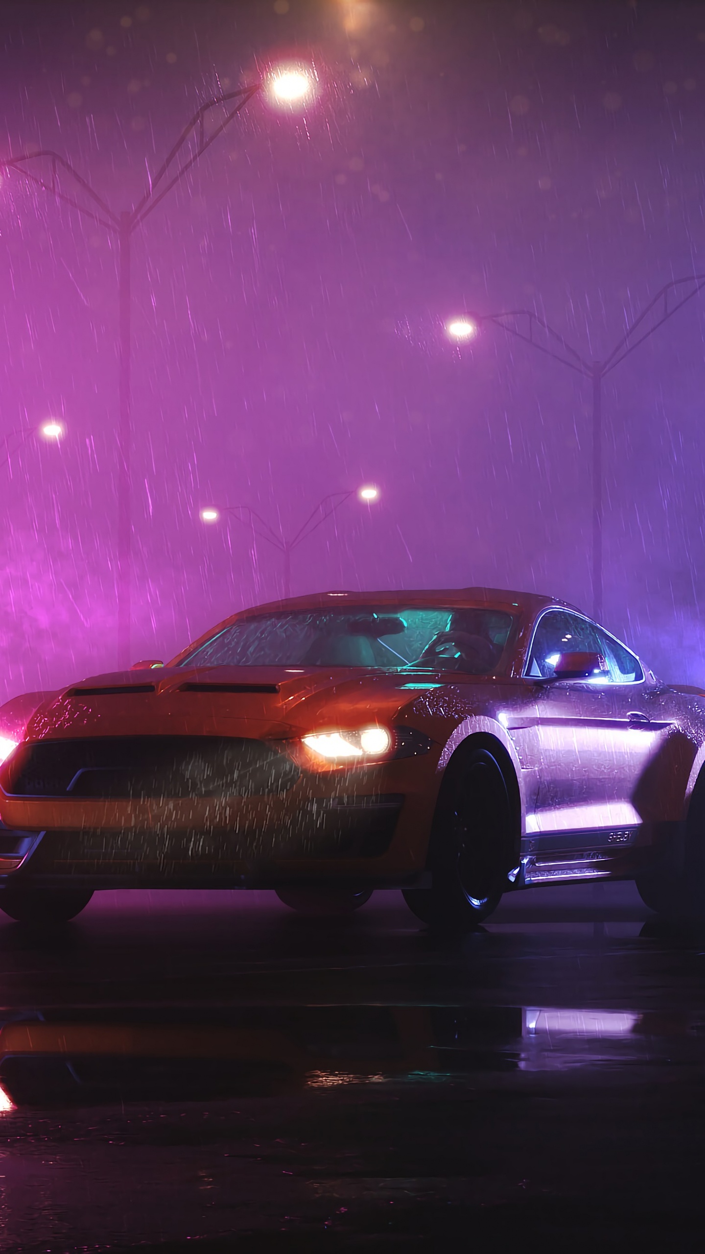 Обои спорткар, компактный автомобиль, ночь, городской автомобиль, дрифтинг в разрешении 1440x2560