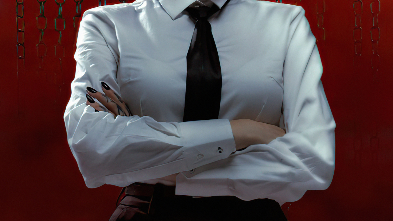 Обои макима бензопила мужчина косплей, бензопила, достойный, косплей, аниме в разрешении 1280x720