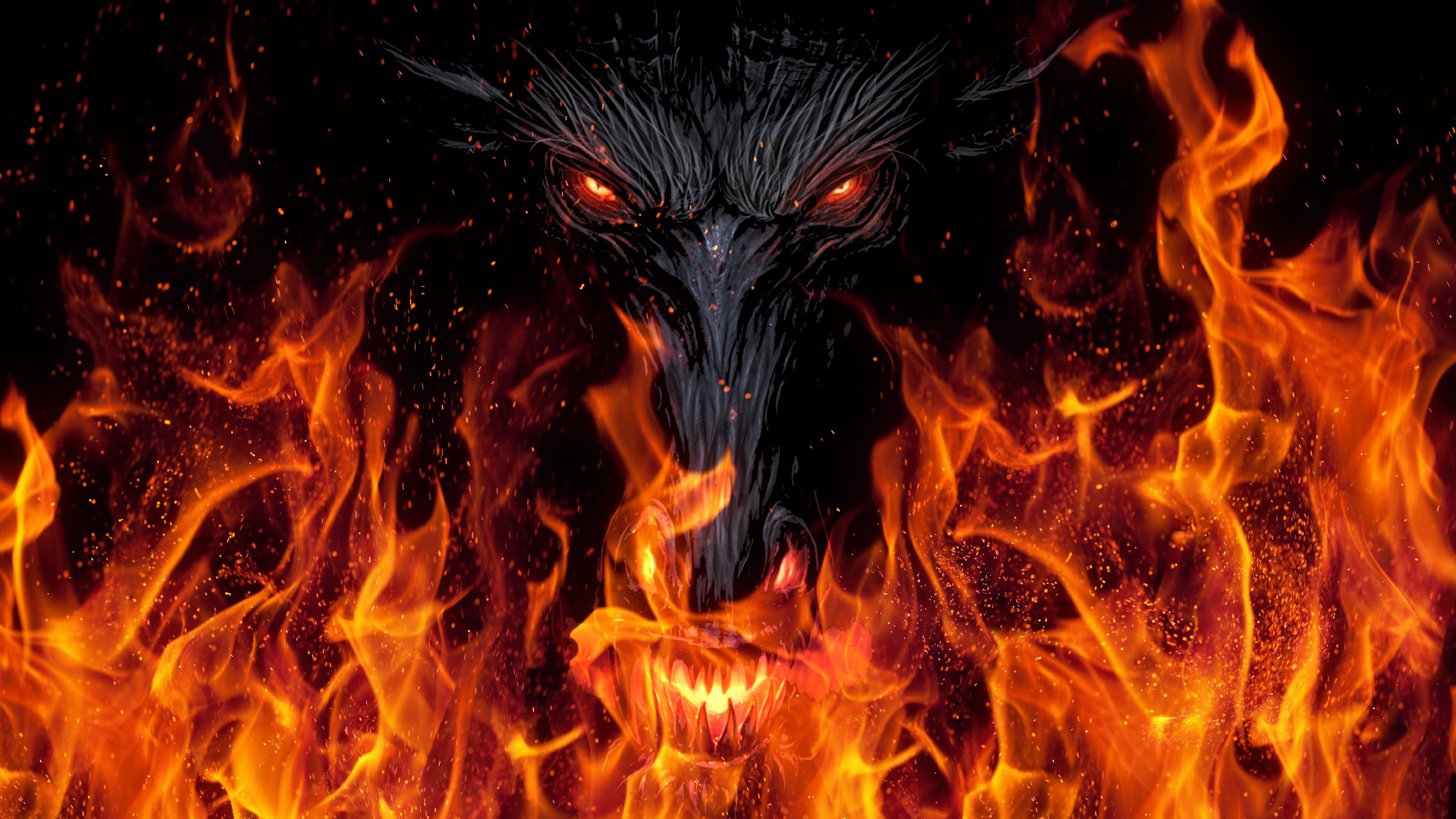 Обои дракон, огонь, пламя, тепло, Апельсин в разрешении 1920x1080