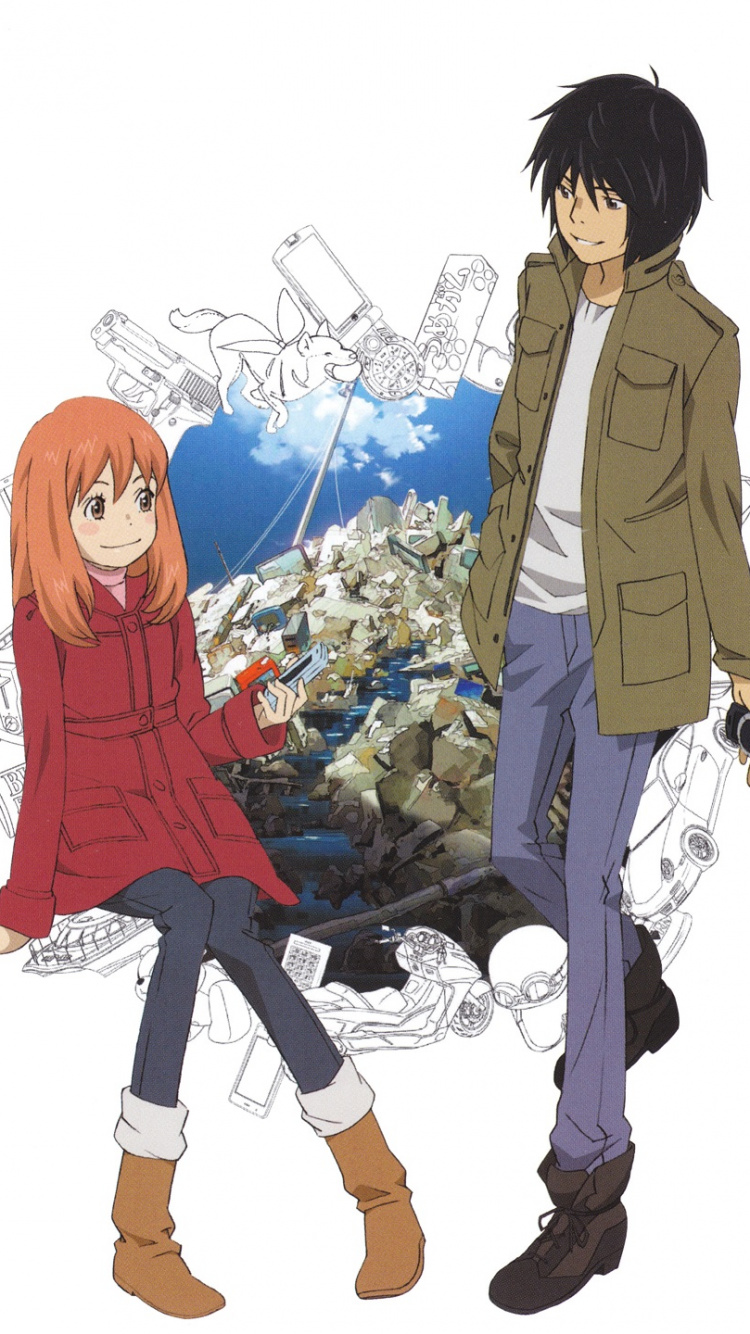 Обои аниме, мультфильм, верхняя одежда, Япония, текст в разрешении 750x1334