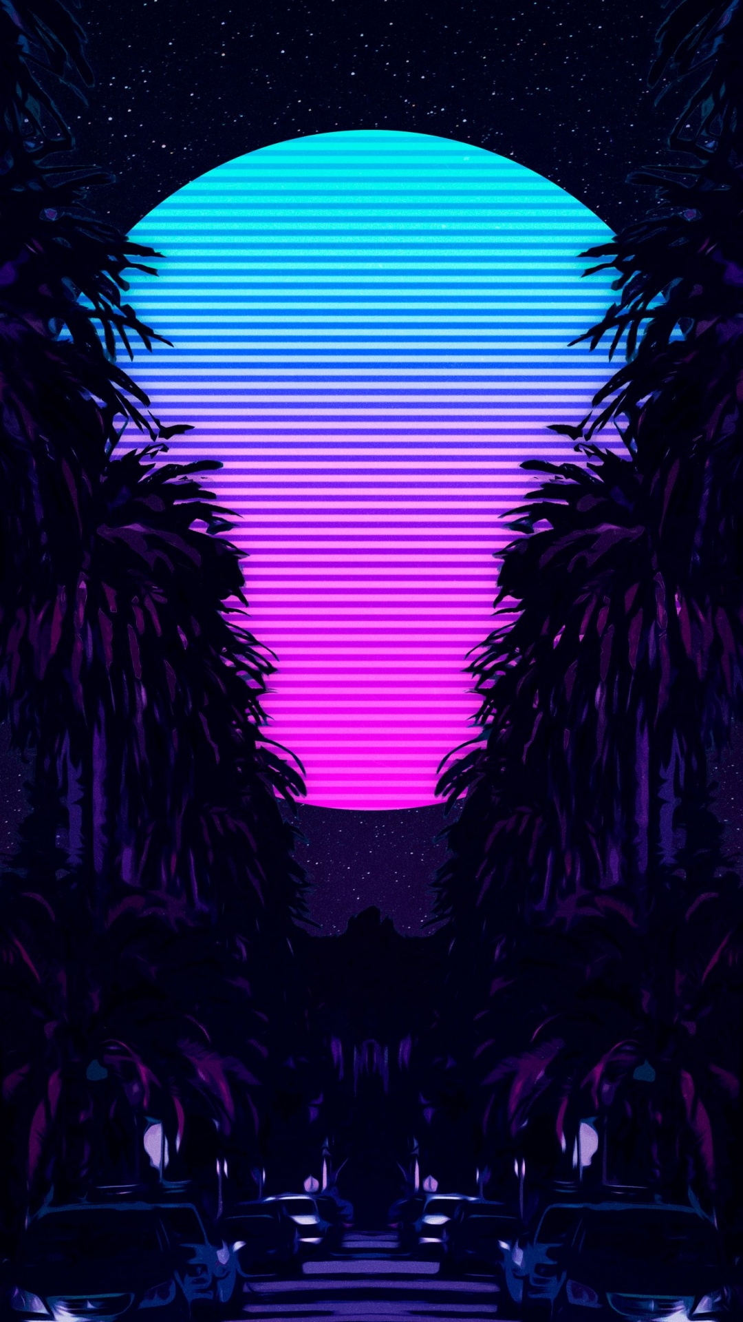 Обои майами вайб, Synthwave, планшет, Майами, пурпур в разрешении 1080x1920