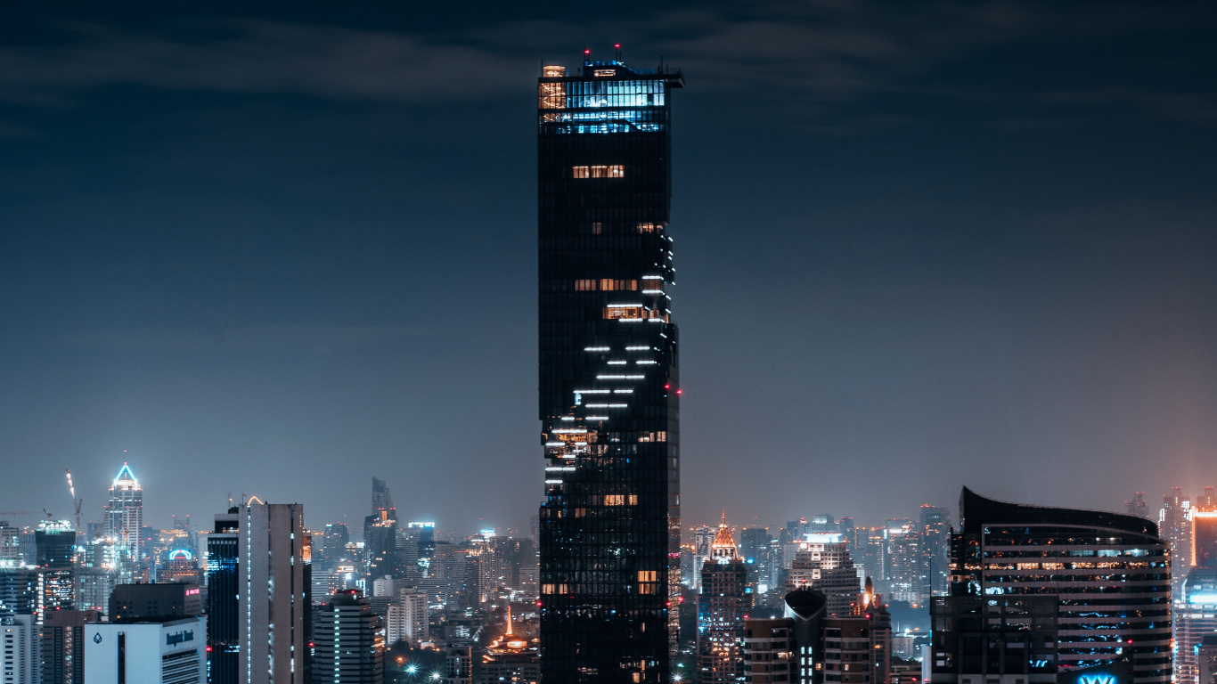 Обои небоскреб, архитектура, город, городской пейзаж, метрополия в разрешении 1366x768