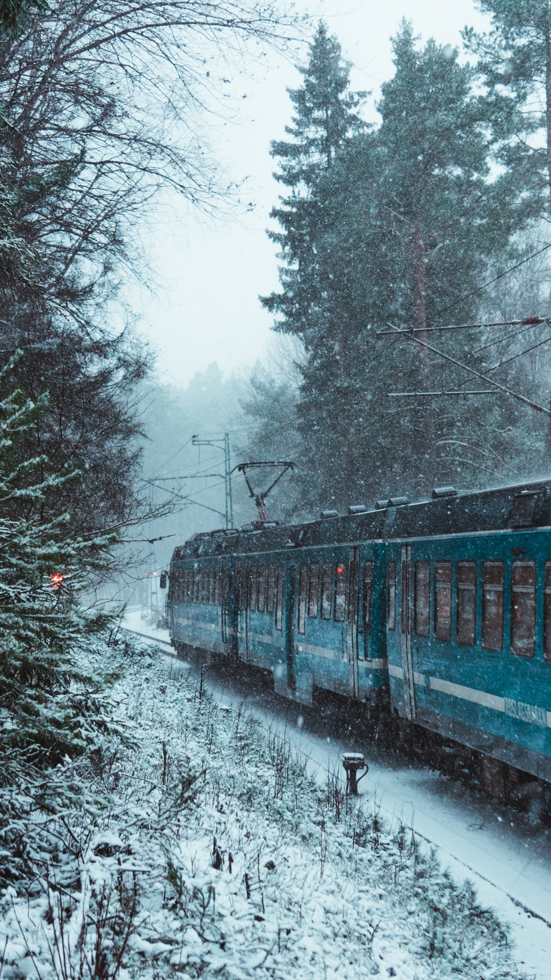 Обои поезд в снегу, поезд, железнодорожный транспорт, путешествие на поезде, зима в разрешении 1080x1920