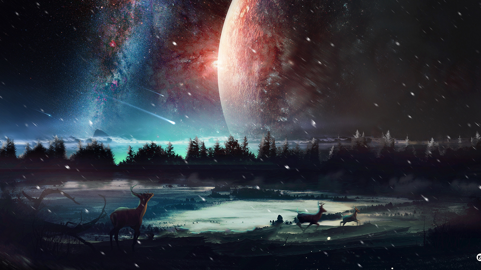 Обои природа, атмосфера, космос, космическое пространство, ночь в разрешении 1920x1080