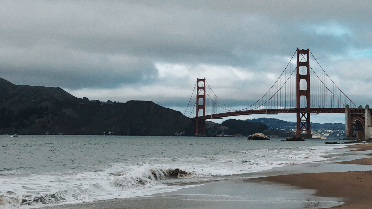 Обои мост Golden Gate, побережье, море, мост, пляж в разрешении 1280x720