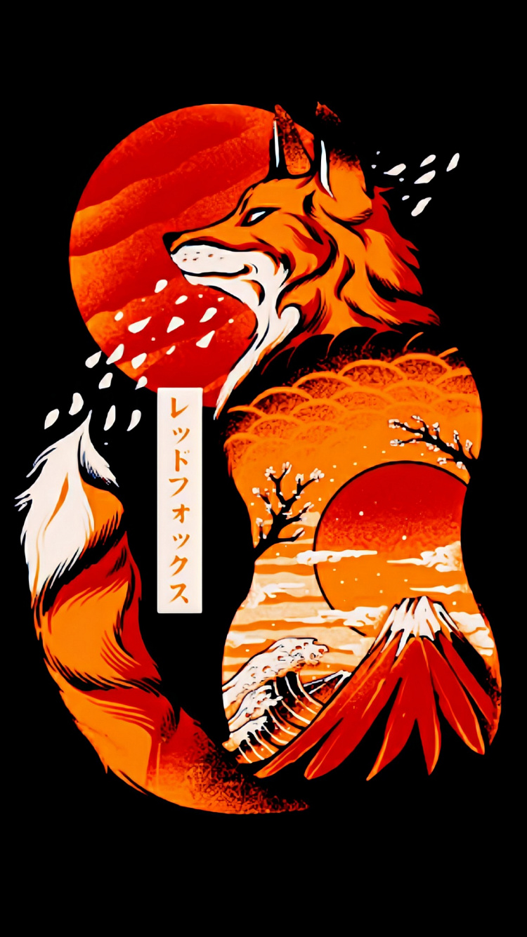 Обои минималистичный японский, Большая волна Канагава, футболка, японское искусство, Япония в разрешении 750x1334