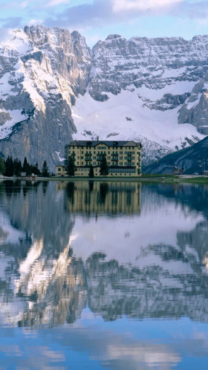 Обои Озеро Мизурина, доломит, Озеро Sorapis, Пунта Sorapis, озеро в разрешении 720x1280