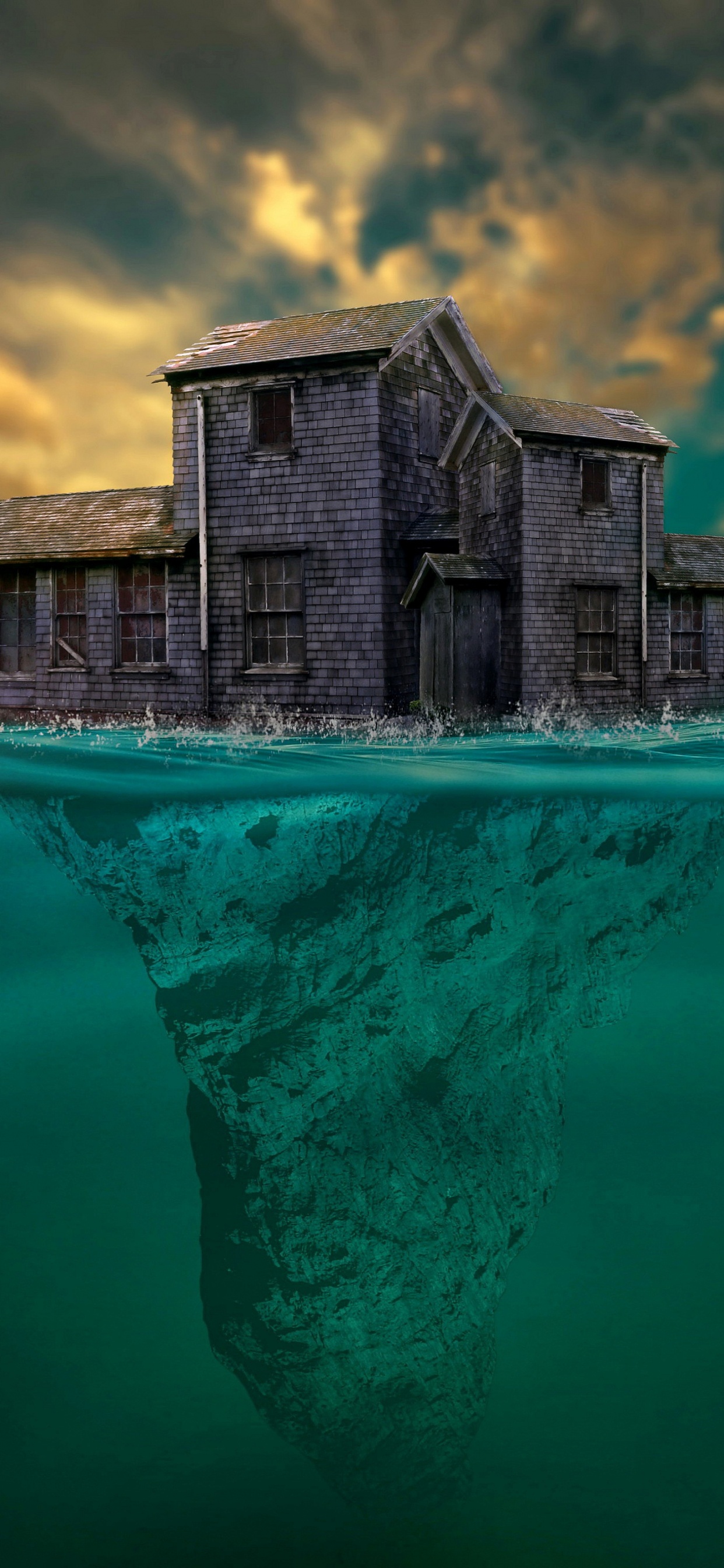 Обои страшно под водой, маячит но ужас, моя голова в крови, облако, вода в разрешении 1242x2688