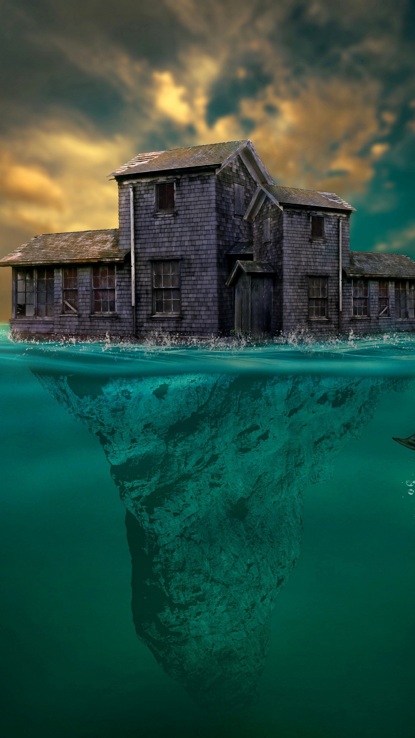 Обои страшно под водой, маячит но ужас, моя голова в крови, облако, вода в разрешении 1440x2560