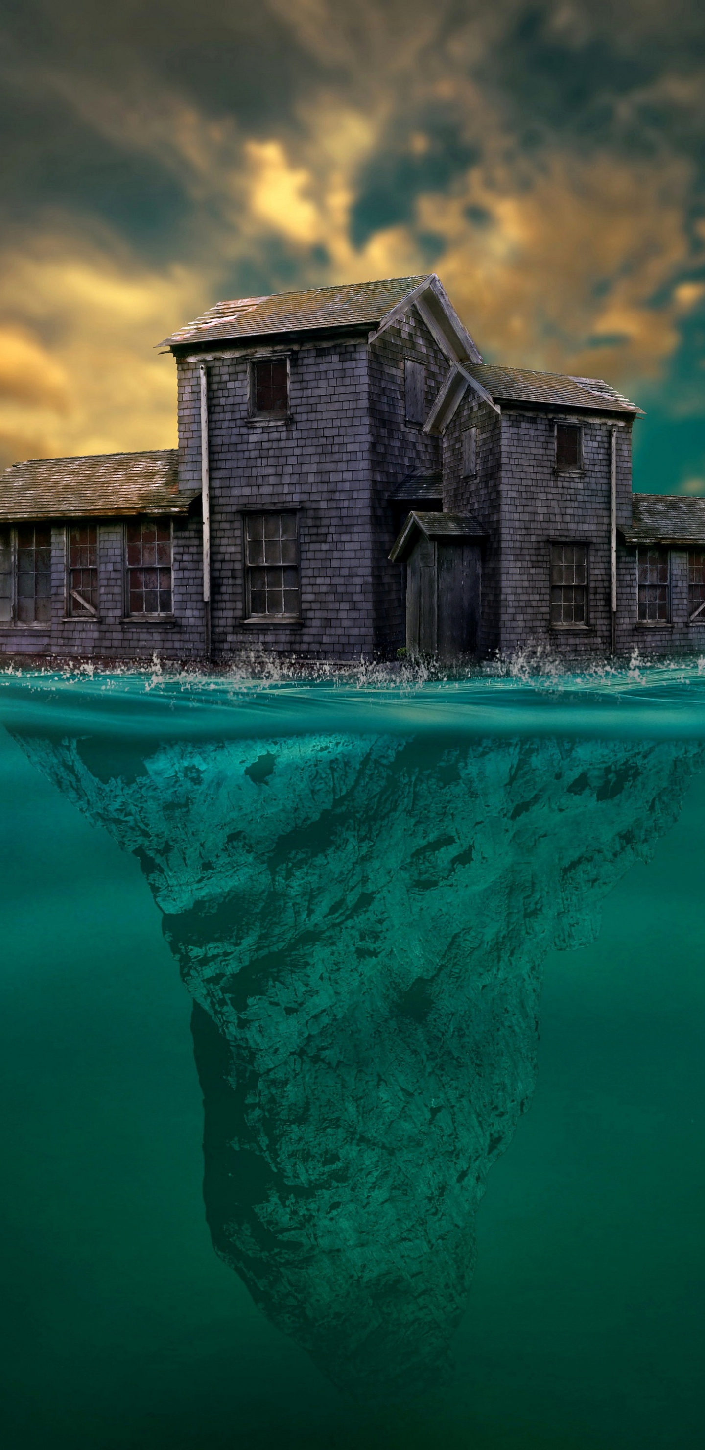 Обои страшно под водой, маячит но ужас, моя голова в крови, облако, вода в разрешении 1440x2960