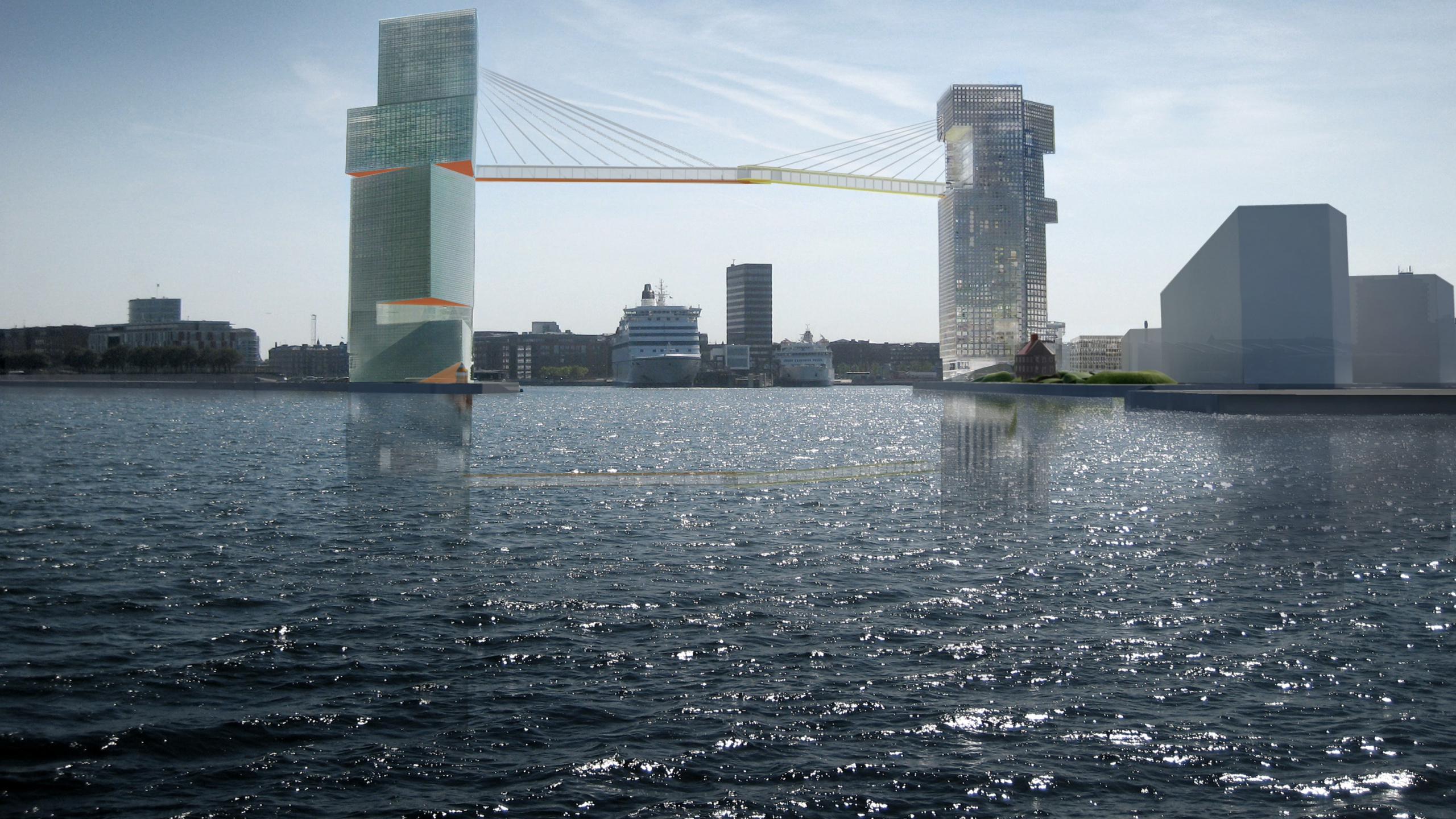 Обои Стивен Холл Архитекторов, архитектура, небоскреб, город, линия горизонта в разрешении 2560x1440